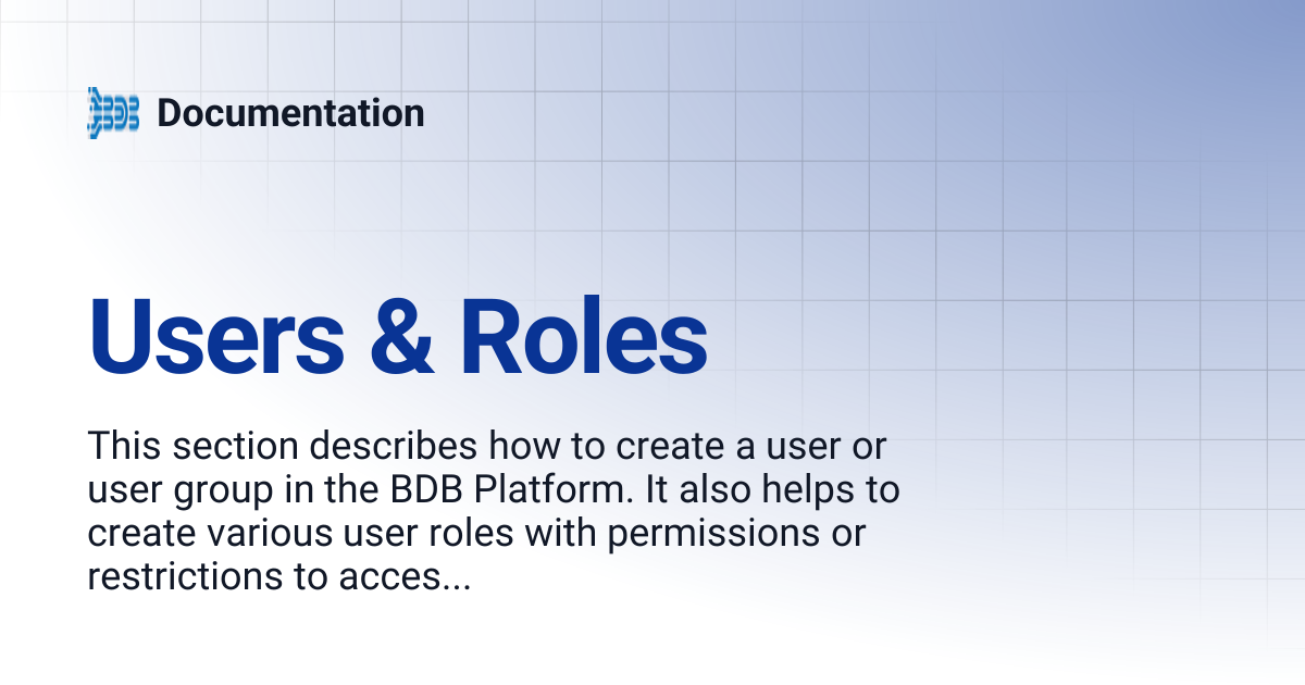 Users & Roles | Documentation
