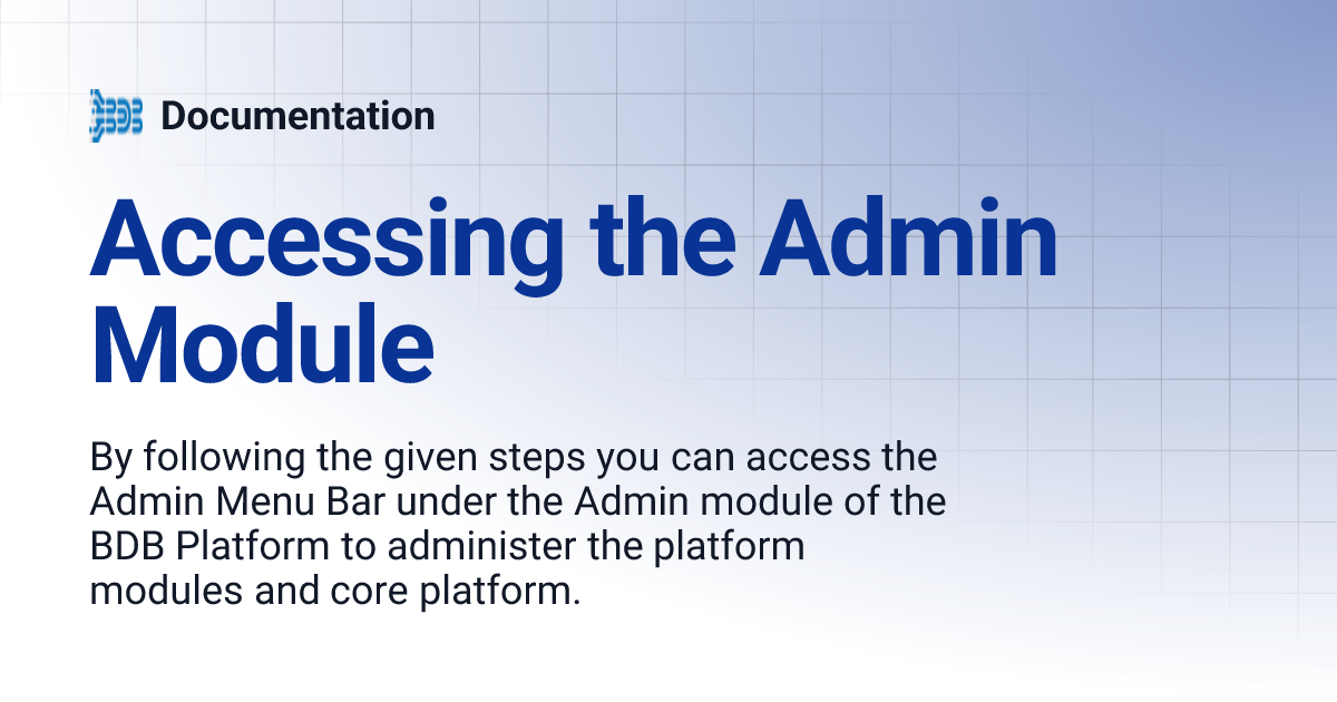 Accessing the Admin Module | Documentation