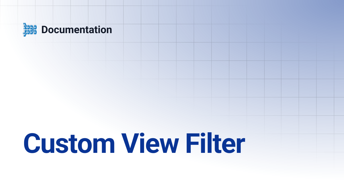 Custom View Filter | Documentation