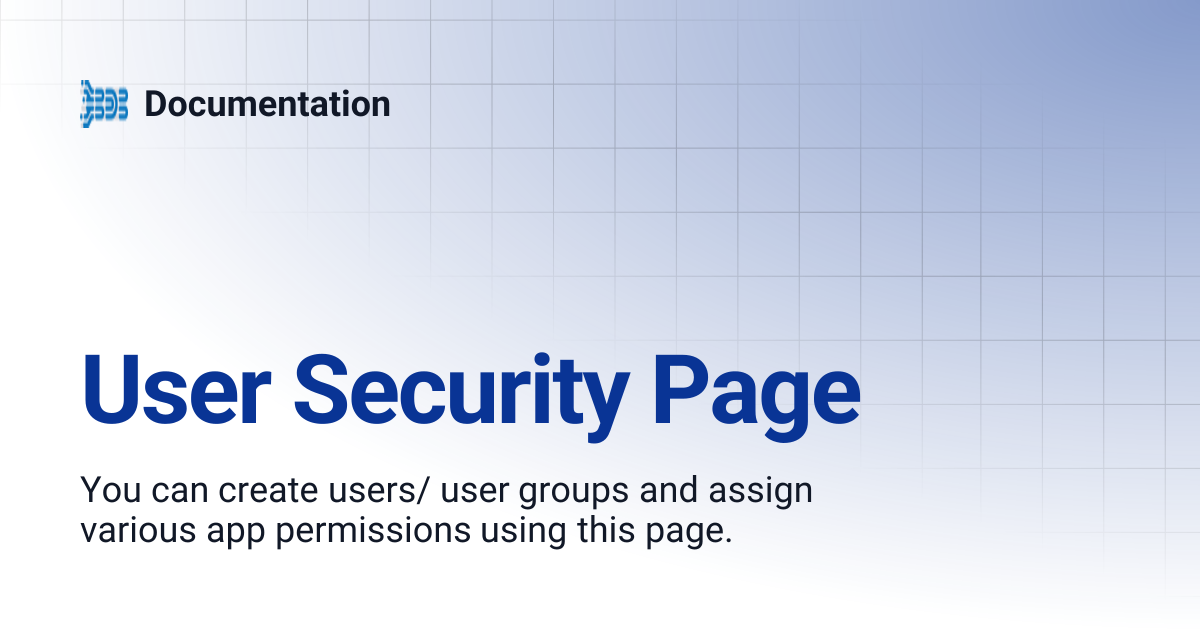 User Security Page | Documentation