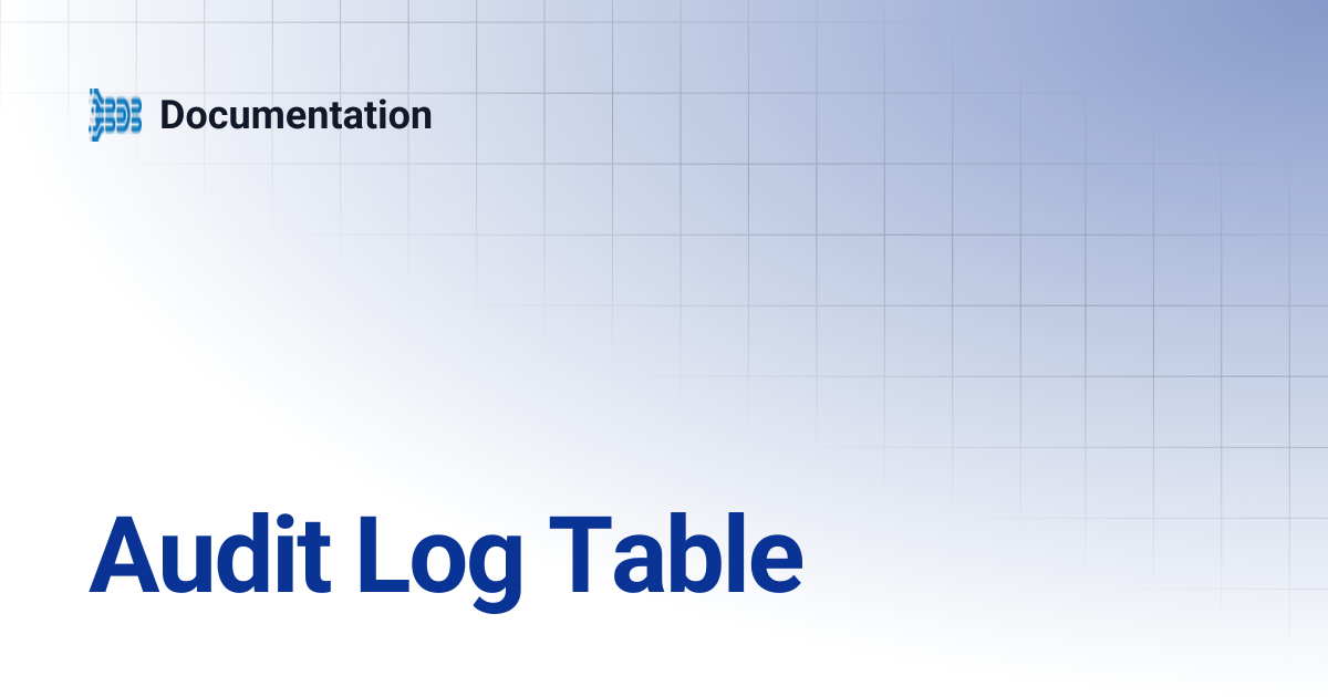 Audit Log Table | Documentation