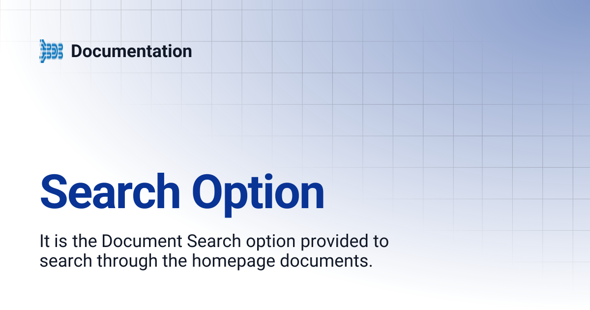 Search Option | Documentation