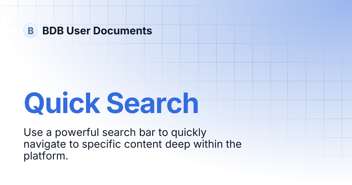 Quick Search | BDB User Documents