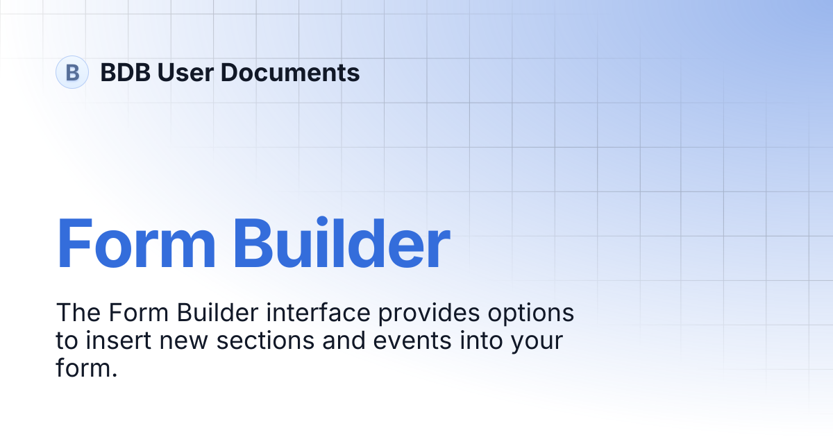 Form Builder | BDB User Documents