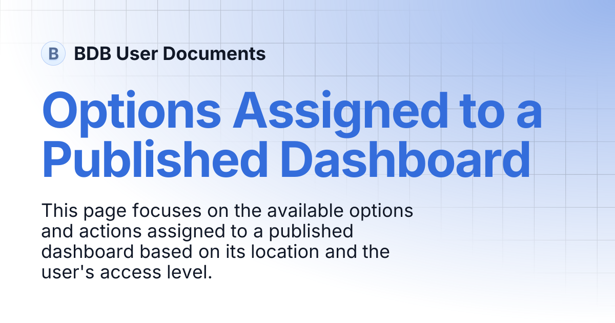 Options Assigned to a Published Dashboard | BDB User Documents