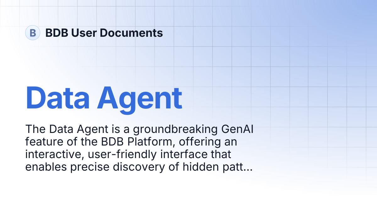 Data Agent | BDB User Documents