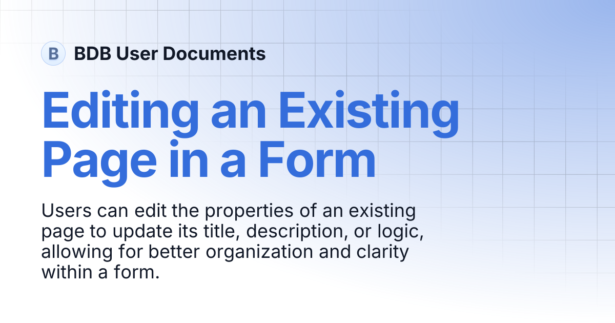Editing an Existing Page in a Form | BDB User Documents