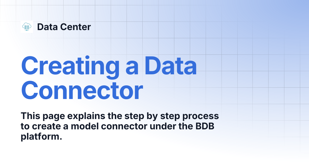Creating a Data Connector | Data Center