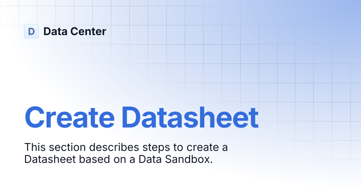 Create Datasheet | Data Center