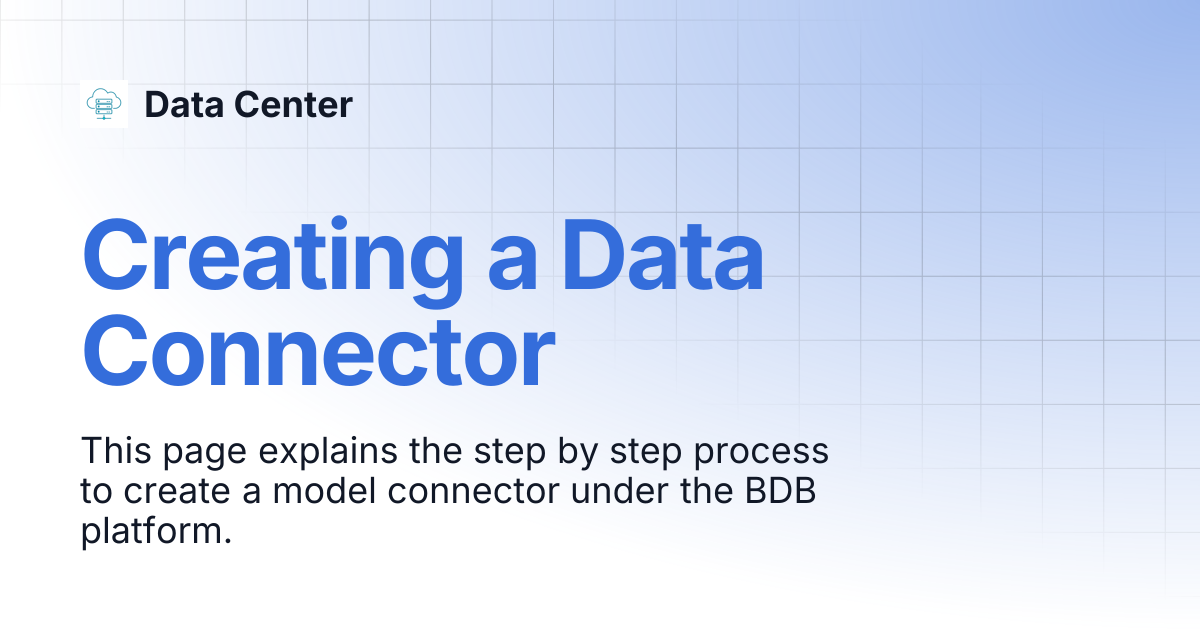 Creating a Data Connector | Data Center