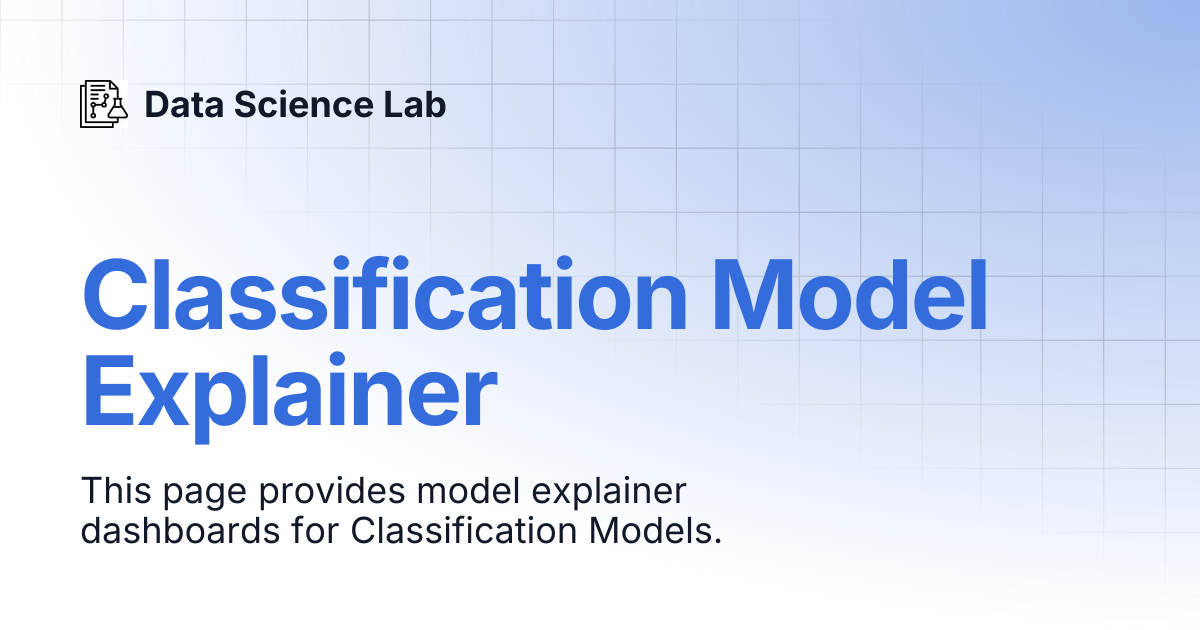 Classification Model Explainer | Data Science Lab