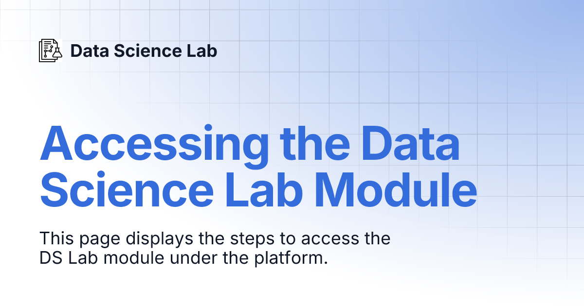 Accessing the Data Science Lab Module | Data Science Lab