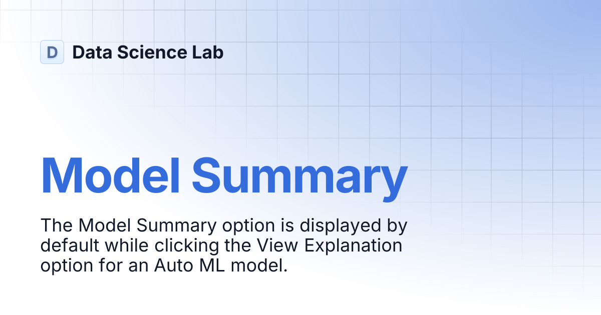 Model Summary | Data Science Lab