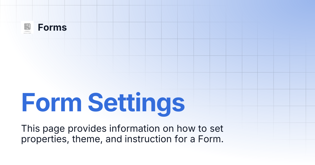 Form Settings | Forms