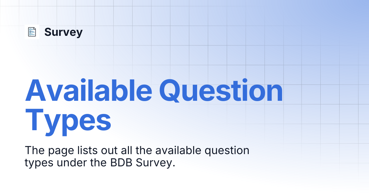Available Question Types | Survey