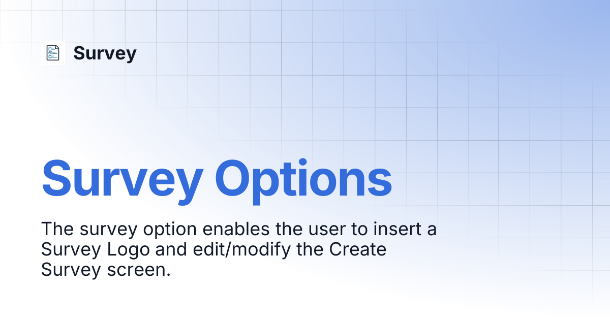 Survey Options | Survey